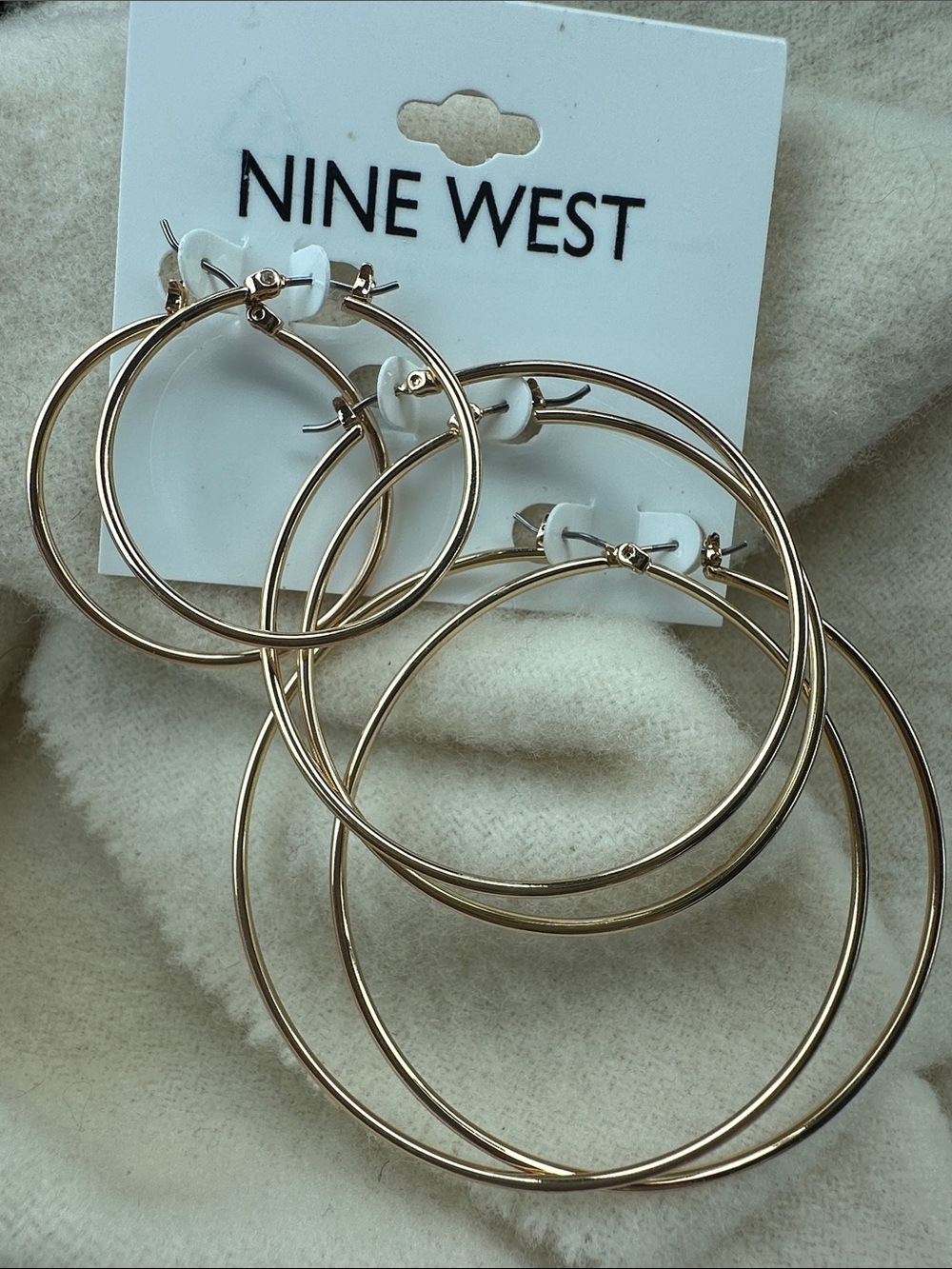Nine West New with Tags Layered Gold Tone Hoop Earring Trio
